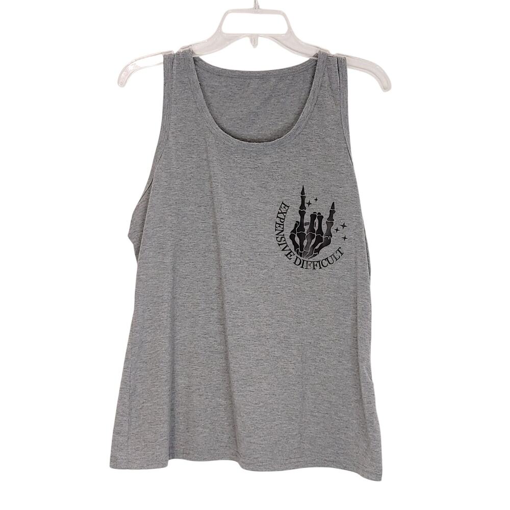 Expensive Difficult & Talks Back Tank Top Scoop Neck Heather Gray Unisex Size L